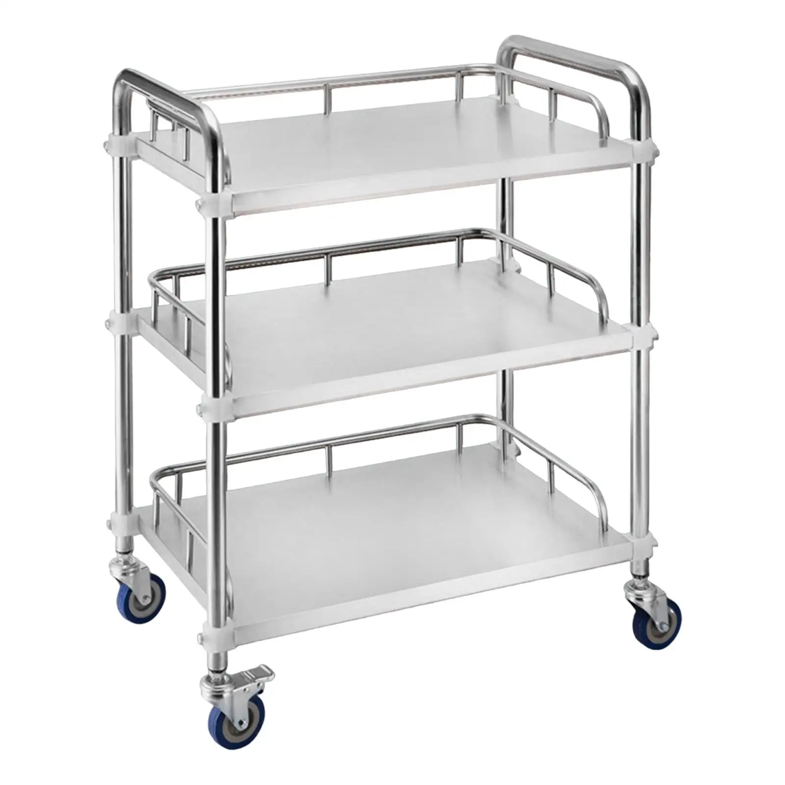 Mobile Lab Utility Cart with 4 Brake Casters Kitchen Trolley Multifunctional