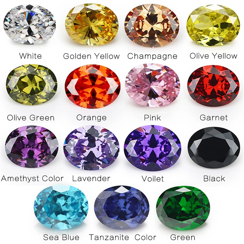 Größe 2x3~13x18mm AAAAA Ovaler CZ-Stein Goldgelb, Oliven, Lila, Granatrot, Rosa Synthetischer Zirkonia Lose Zirkonia – Detail 1