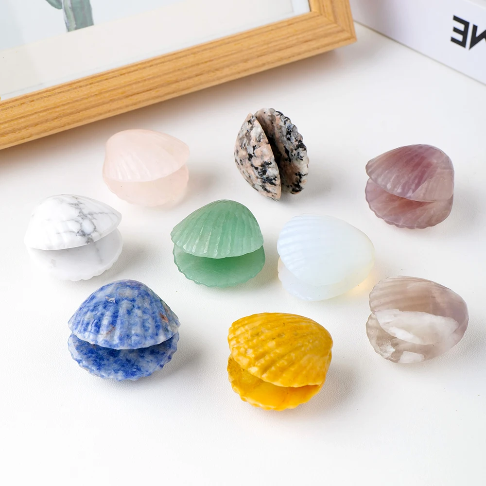 Cute 1pc Natural Gemstone Quartz Hand Carved Polished Shell - Main Image