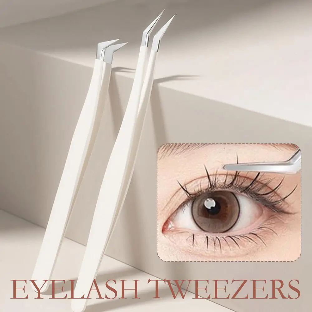 

False Eyelash Tweezers For Fake Eyelashes Extensions Individual Curved Strip Lashes Clip Tongs Nail Art Makeup Tool O5H8