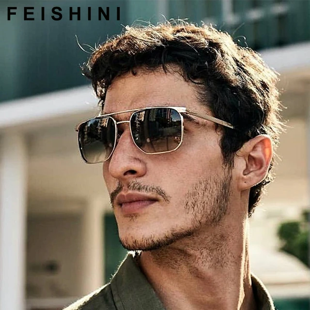 FEISHINI Celebrity High Quality Sunglasses Men Brand Design Retro