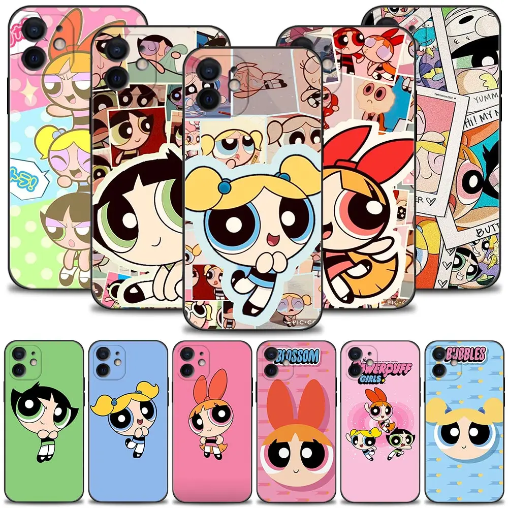 Powerpuff Girls Three Pretty Best Friend Case Per Iphone 15 14 11 12 13 Pro Max Mini X Xs Max 7 8 Plus Protezione Completa Dell'Obiettivo