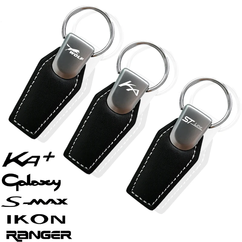 Кожаный Автомобильный брелок с логотипом для ключей Ford KA WOLF ST LINE IKON SMAX TRAC RANGER Galaxy