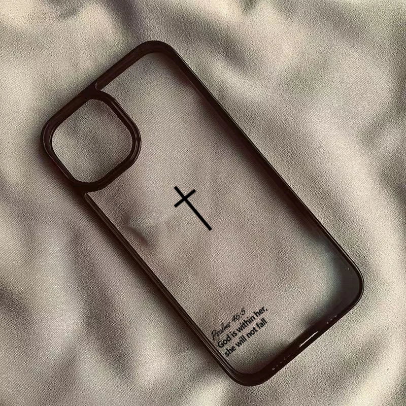 Stylish Faith-Inspired Phone Case with Cross and Bible Verse Design