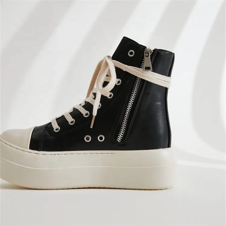 Thick Leather Sneakers Luxury Design Shoes women Casual Autumn Winter Boots