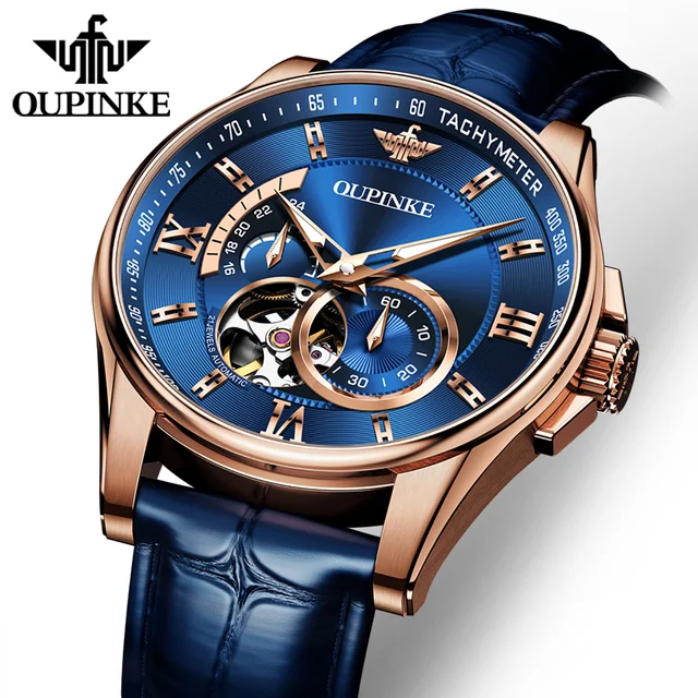 New Arrival Men Mechanical Watch Blue Classic Luxury Top Brand Sapphire Cyrstal Watch for Men Skeleton Waterproof Watch 1