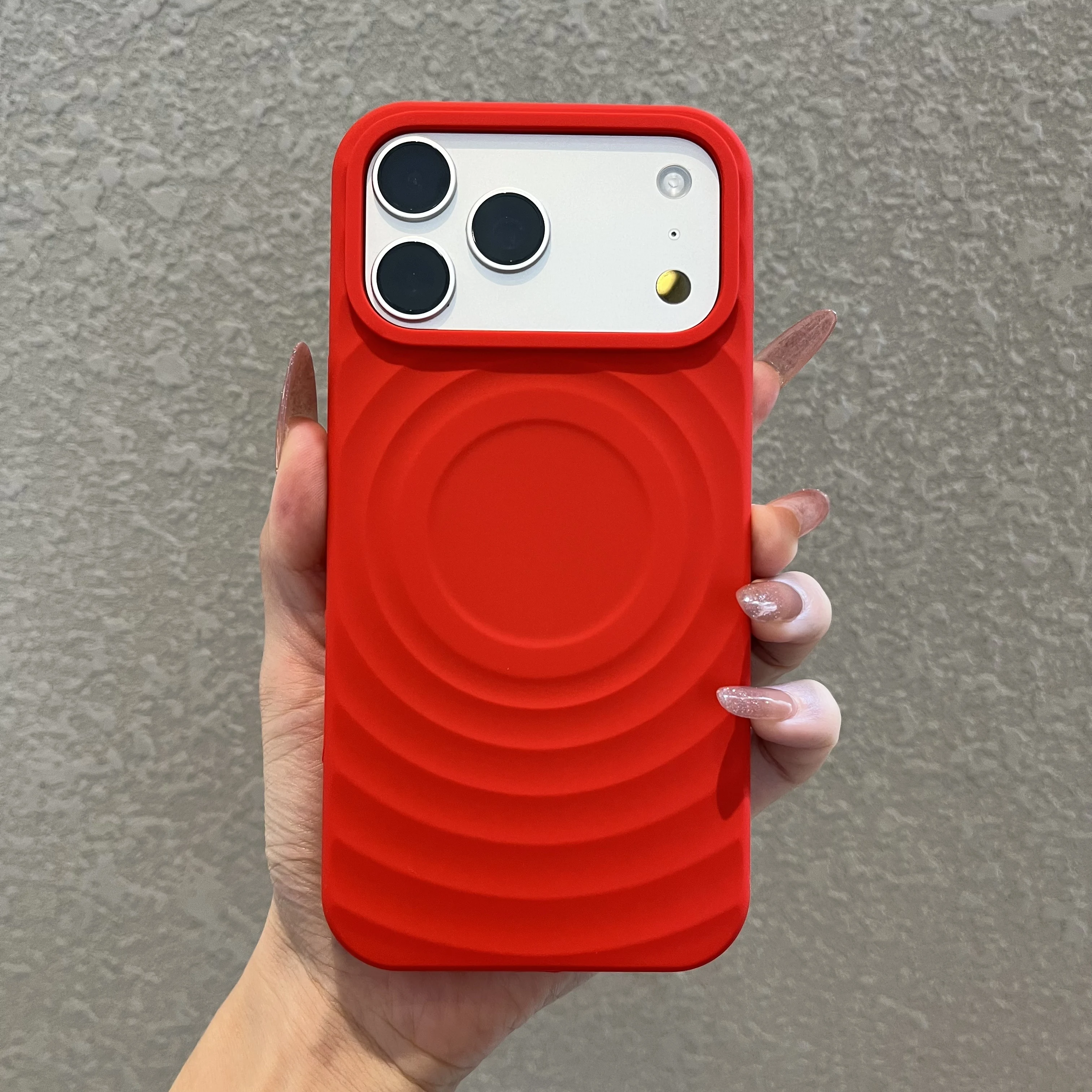 Water Ripple Liquid Silicone Shockproof Magnetic Phone Case - Candy Color Matte Soft Cover
