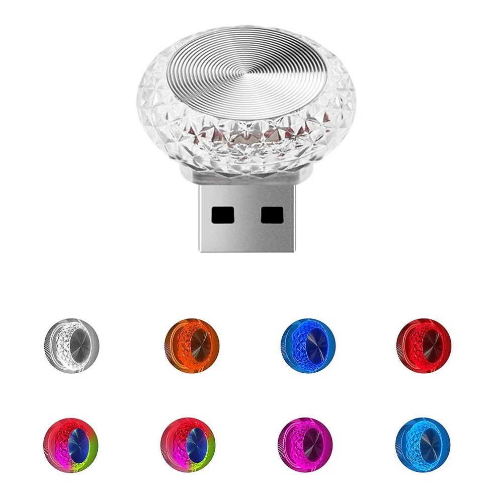 USB LED Ambient Light 8 Colori RGB Dynamic Change Lampada Decorativa a Luce D'atmosfera per Auto Lampada per Interni Auto Mini Lampada Decorativa per Interni Regolabile in Luminosità
