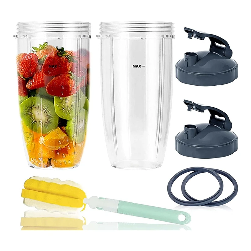 Replacement 32Oz Cups With Two Flip Top To Go Lid, Rubber Seals, For  Nutribullet 600W And 900W Blender Accessory. - AliExpress