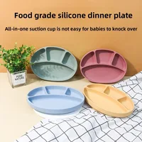 Non-Slip Silicone Divided Plate BPA Free Waterproof Toddler Eating Plate Kids Dishes Lightweight Kids Feeding Plate Baby Feeding
