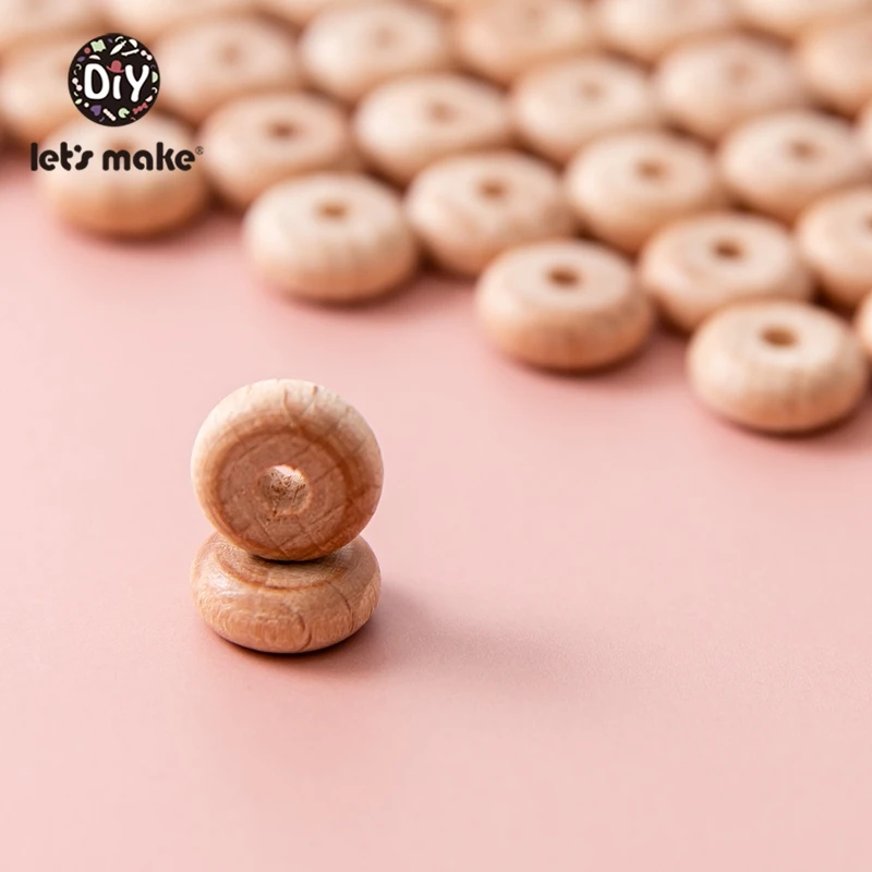 Lassen Sie uns 50 stücke 10mm Buche Abakus Perlen Holz Perlen Halskette DIY Lebensmittel qualität Baby Beißring Perlen Nippel Kette Zubehör machen – Detail 13