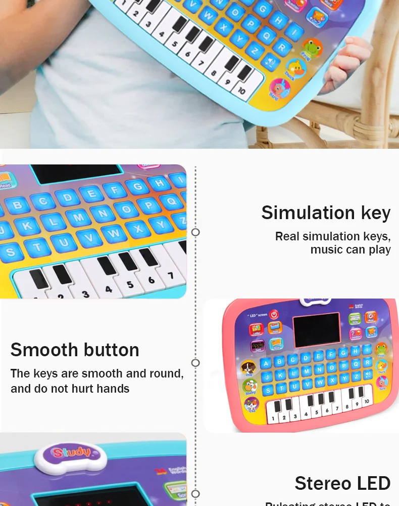 Early Childhood Education New English Tablet Learning Machine LED Music Early Education Cognitive Multi-learning Gift Children 6