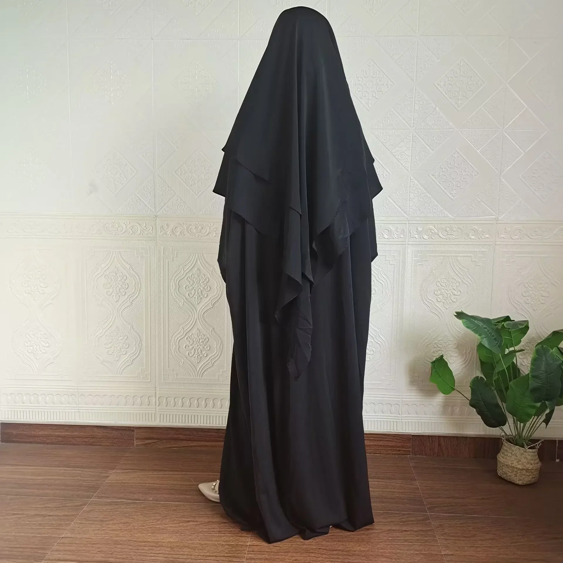 Ramadan Abaya and Khimar Two Piece Set for Women Hijab Dress Muslim Prayer Clothes Hooded Abayas Turkey Islam Dubai Niqab Burqa