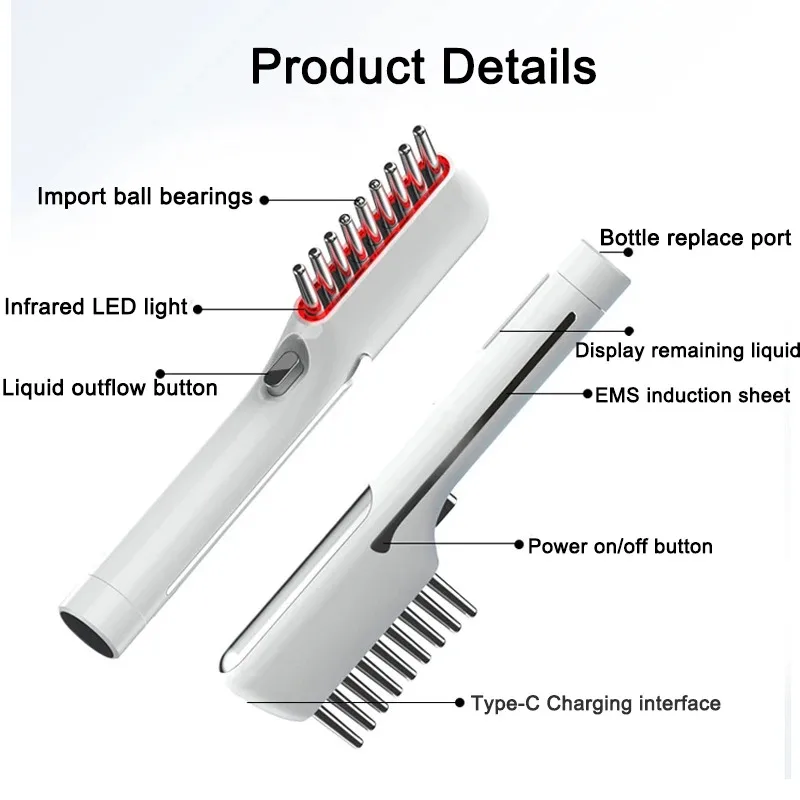 Red Light Therapy Electric Vibration Massage Comb Hair Growth Massage Scalp Brush Anti Hair Loss Liquid Oil Applicator Hair Care