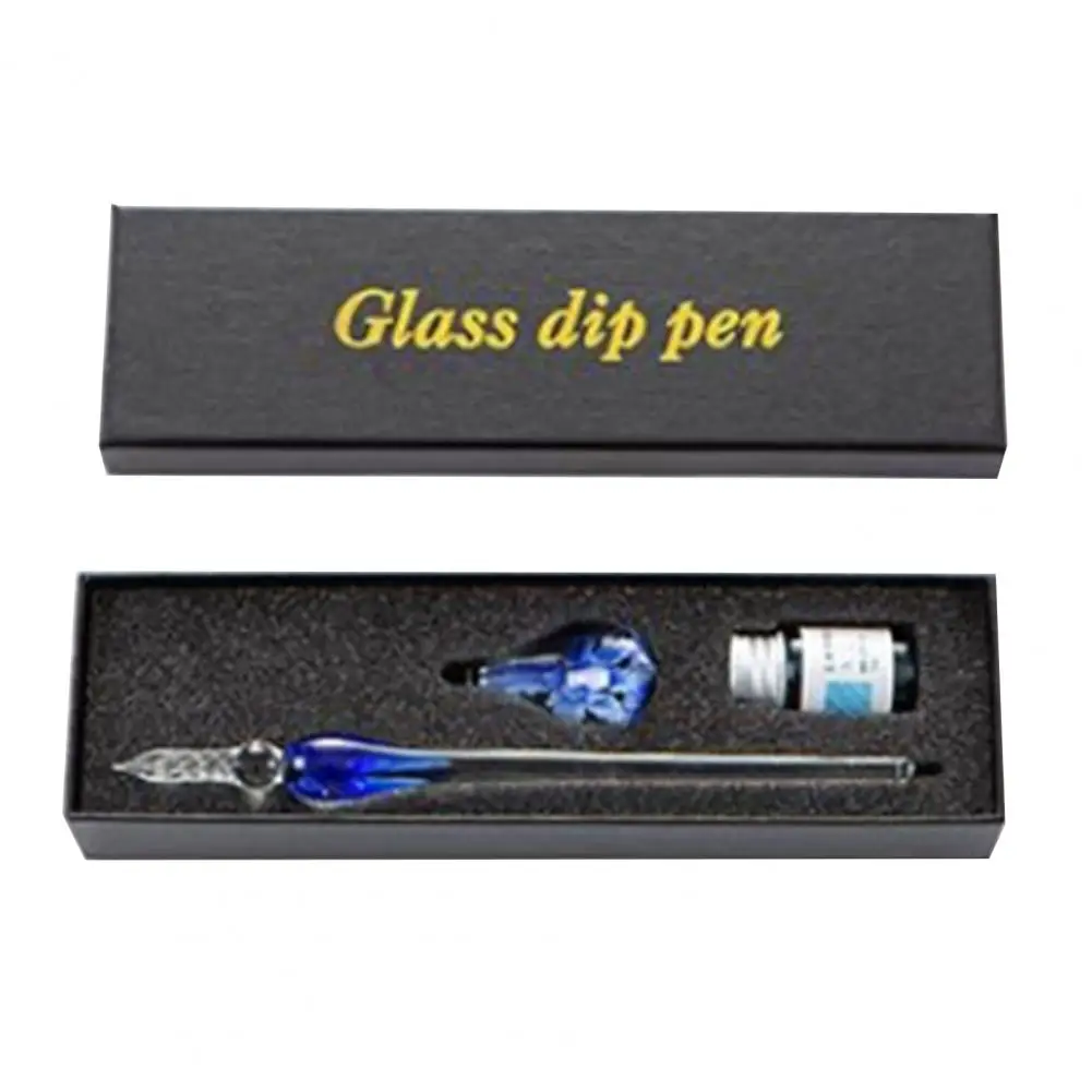 Handmade Glass Lampwork Pen Crystal Penholder Plunging Calligraphy Pen Filling Ink Fountain Pen 1Pcs