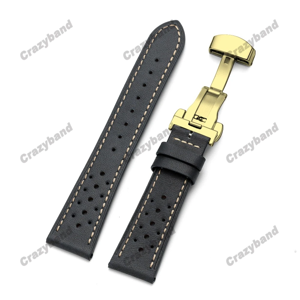 Cowhide Leather Watch Band with Oil Wax Finish and Breathable Design
