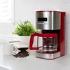 Control 12-cup Programmable Coffee Maker, Red and Stainless Steel Drip Coffee Machine, Glass Carafe, Reusable Filter, 2