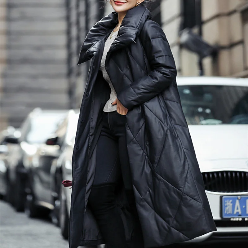 

Genuine Leather Down Coat Women's Winter Full Long Sheepskin Jacket Female Warm Outwear Large Size Parkas Lady Thick Overcoats