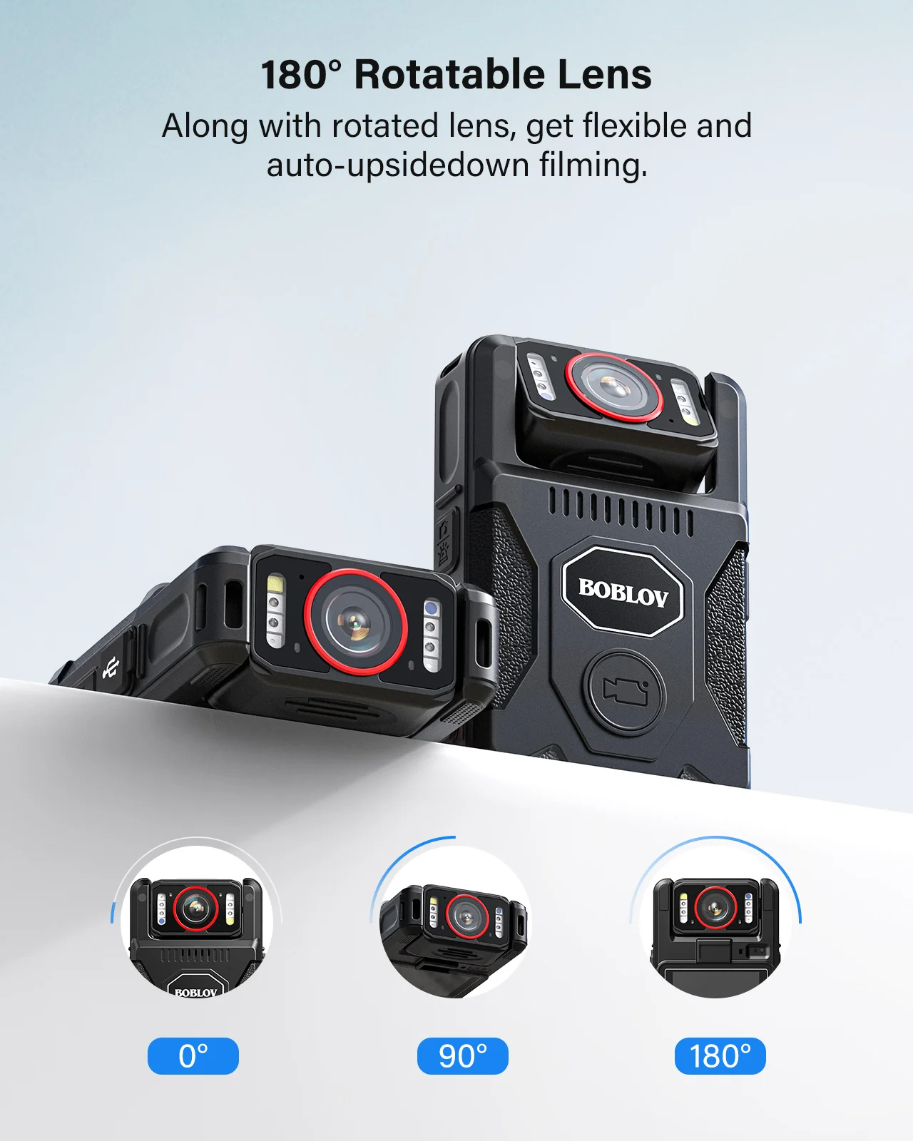 BOBLOV M7 Pro 4K Mini Body Worn Camera Police 128GB Video Recorder 180°  Rotate Cameras 4000mAh 15 Hours Recording GPS Bodycam