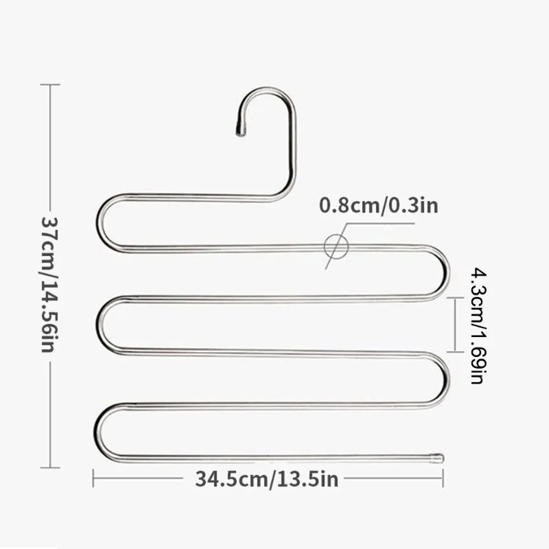 1PC 스테인레스 스틸 바지 걸이 5층 다기능 걸이 다층 바지 보관 랙 홈