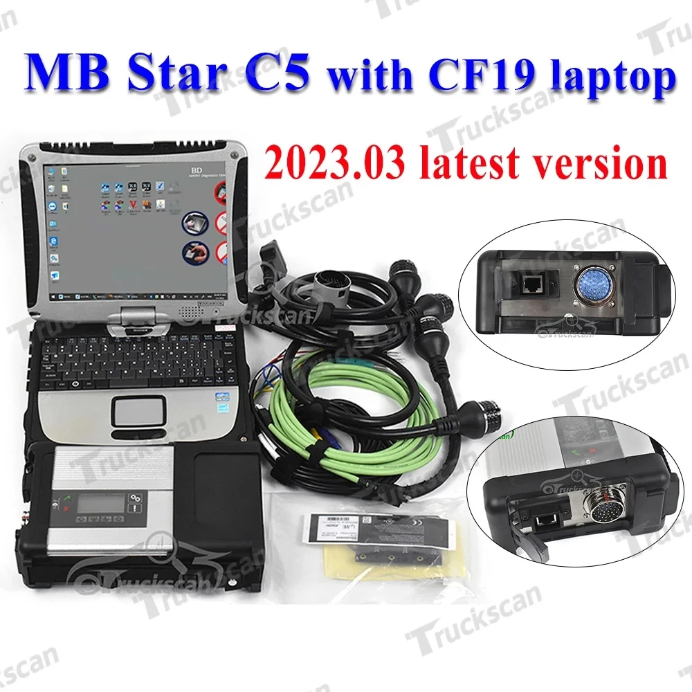 2024 Mb Star C5 Sd Connect C5 Wifi Pk C4 Multiplexer Software Ssd Super Compact 5 Per Benz Truck Car Diagnostic Tool + Cf19Lapto