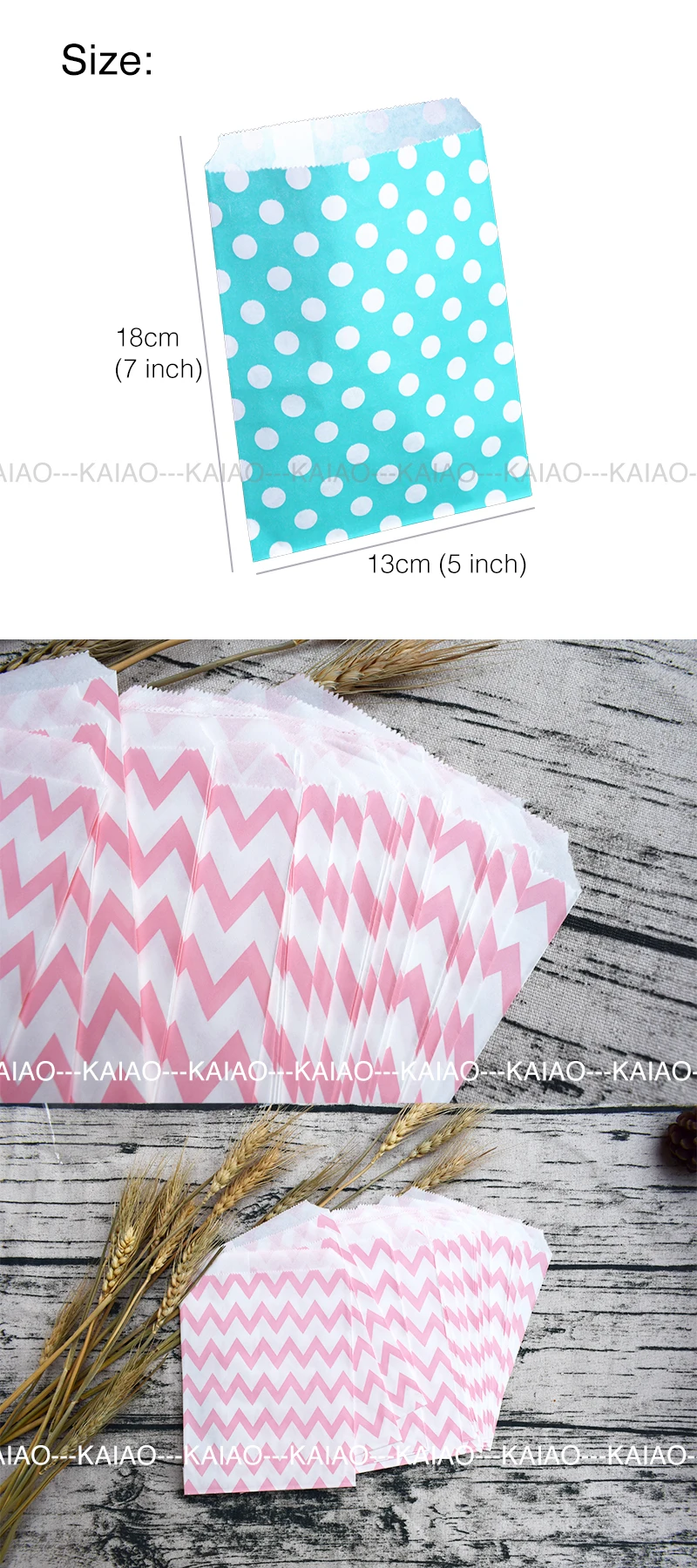 25 Stück Leckerli Süßigkeitenbeutel Chevron Polka Dot Beutel Kraftpapiertüten Hochzeit Geburtstag Neujahr Partybevorzugungen Geschenke Taschen – Detail 3