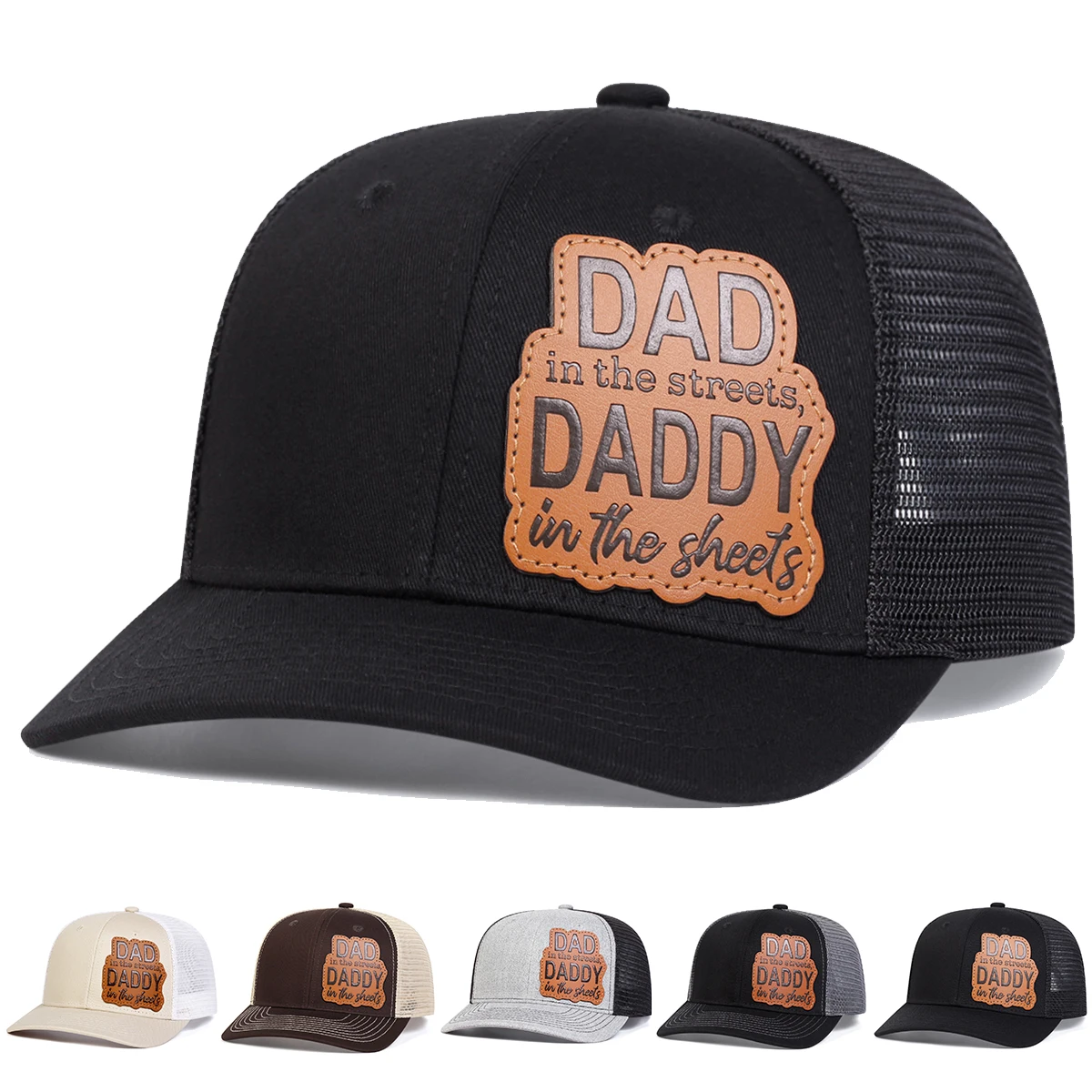 UnisexDADDADDYLeatherLabelBaseballNetCapsSpringandSummerOutdoorAdjustableCasualHatsSunscreenHat-AliExpress200000297