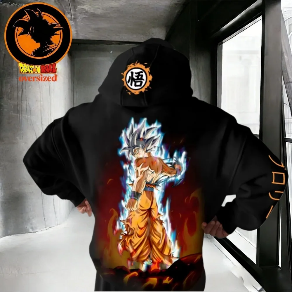 2026 Winter Dragon Ball Retro Hochwertige Baumwoll-Hoodies für Herren, Übergroße Magic Buou Bedruckte Unisex Kinder-Freizeitjacke