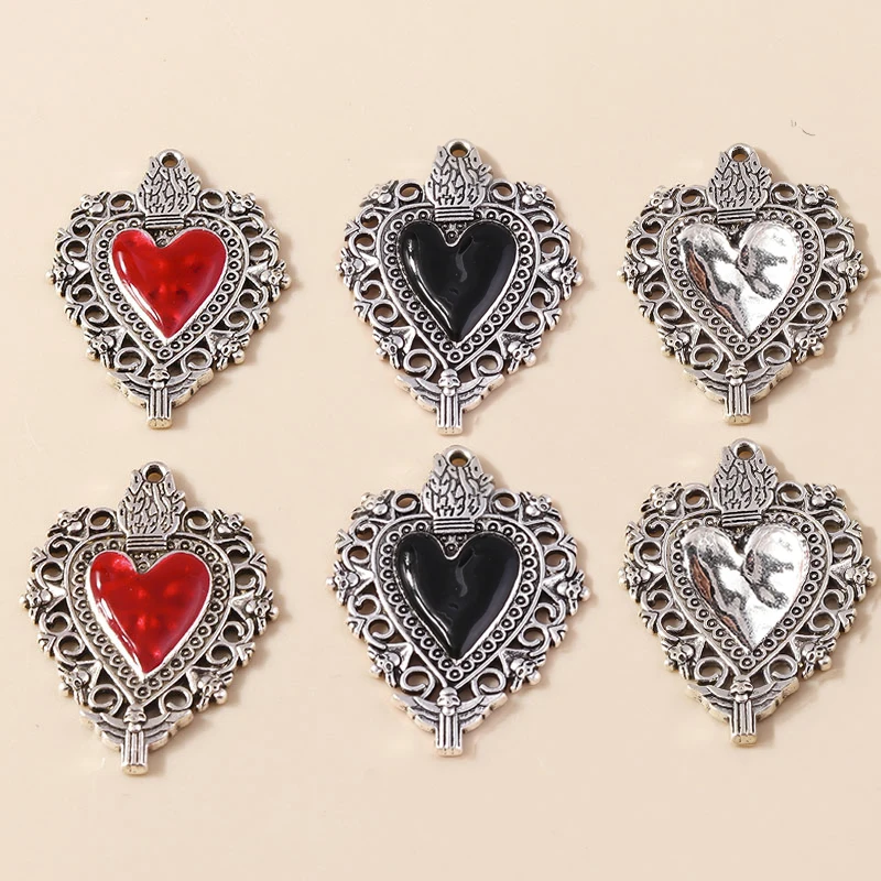 Citroen 4Pcs Vintage Witch Vampire Heart Charms Gothic Cross Talisman Charms Pendenti Per Steampunk Statement Accessori Per Gioielli