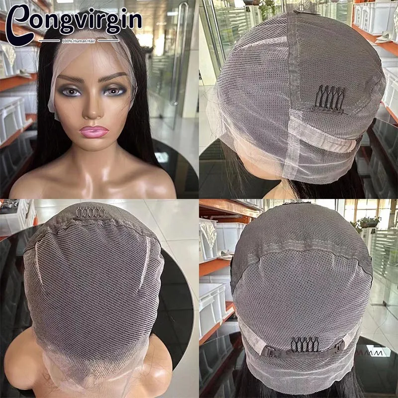 Real Full Lace Wig Bone Straight Human Hair Wigs For Black Women Natural Brazilian HD Transparent Lace Frontal Wig Pre Plucked