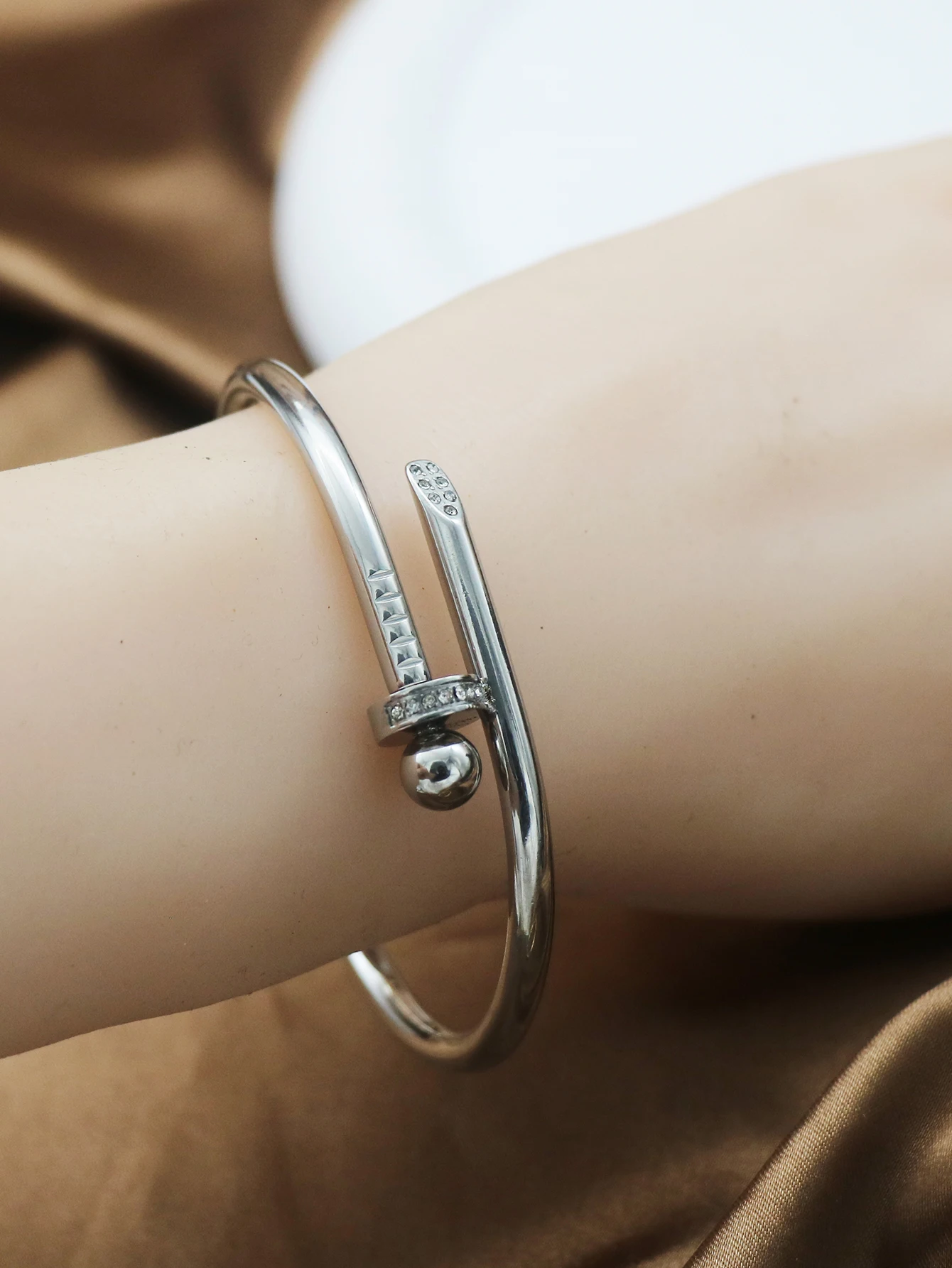 Stainless Steel Jewelry Sets Gold Color Crystal Bracelets for Women Girl Trendy Stylish Screws Shining New Bangle For Men 3