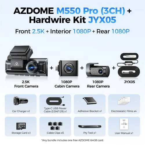 Upgrade AZDOME M550 Pro Dash Cam 4K Front Dashcam Auto 5.8Ghz Wi-Fi GPS G-sensor Car DVR 6 IR Night Vision Parking Monitor - Image 8