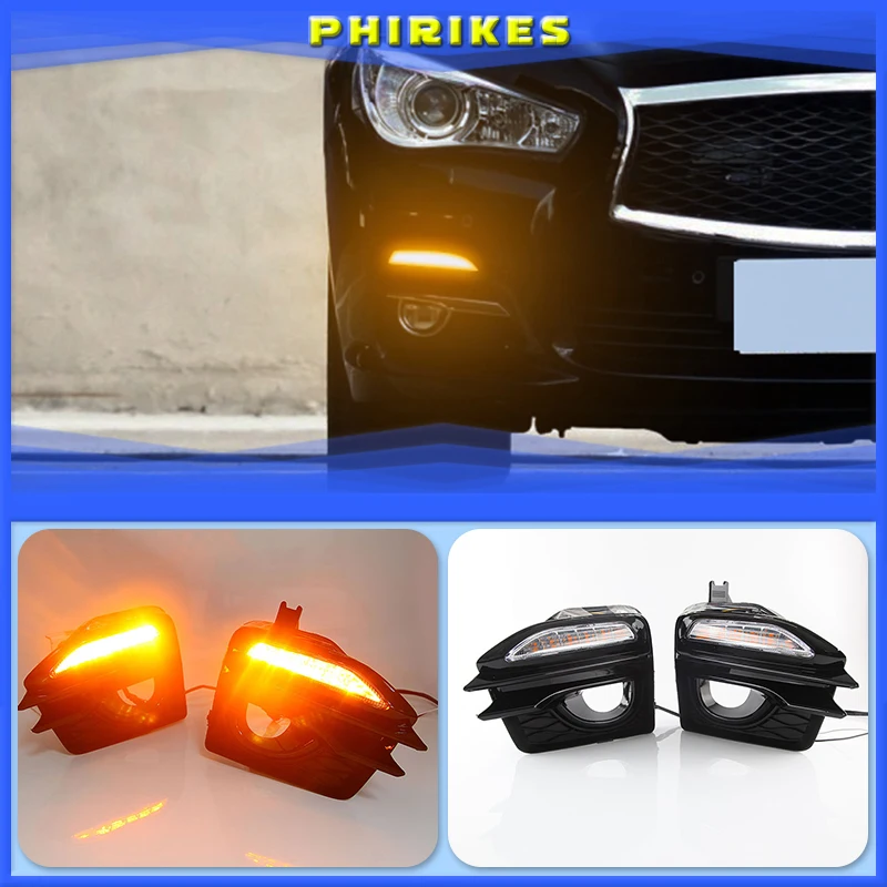 

Передняя противотуманная фара автомобиля s решетка радиатора + светодиодные дневные ходовые огни для Infiniti Q50 Sport 2014 2015 2016 2017 сигнал дневсветильник свет s