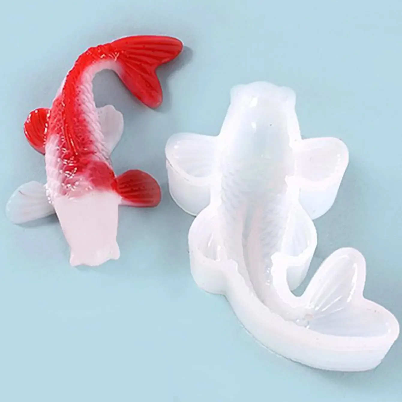 Koi Fish Silicone Resin Moulds DIY Pendant Goldfish Mold Fish Tail Jewelry for Making Jewelry, Pendant Charms, Fondant Cake Deco