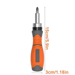 Compact Dual - Purpose 10 - in - 1 Screwdriver Set with Crosshead Ratchet (Orange)
