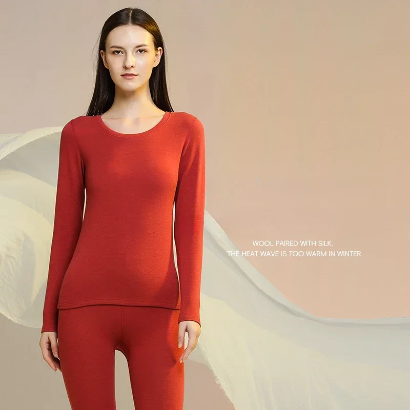 Women&rsquo;s Thermal Set 2 Pack Silk Wool Underwear Set Thermal Bamboo Fiber Heated Clothing Ladies Winter Long Johns Pajamas Woman