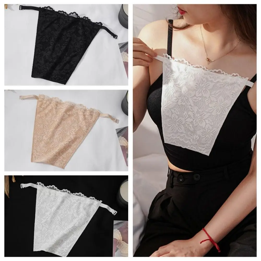 Women Lingerie Bra Double Layer Strapless Insert Wrapped Chest Mesh Transparent Clip-On Mock Camisole Clip on Bralette Underwear