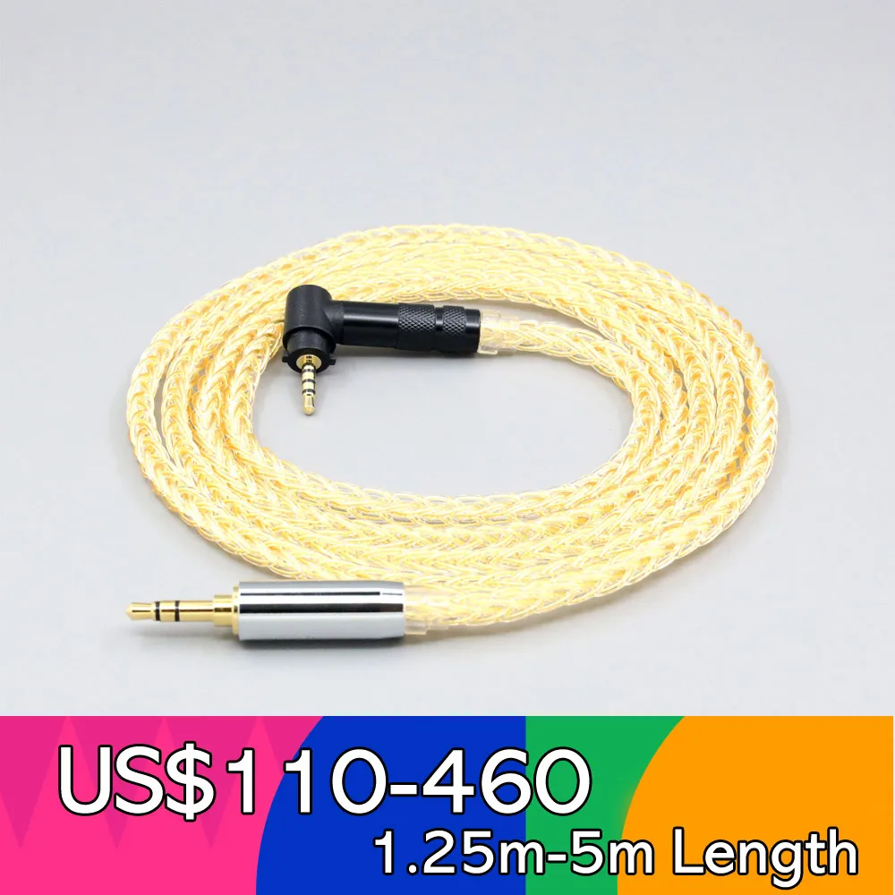 

8 Core 99% 7n Pure Silver 24k Gold Plated Earphone Cable For Fostex T50RP 50TH Anniversary RP Stereo Headphone LN008487