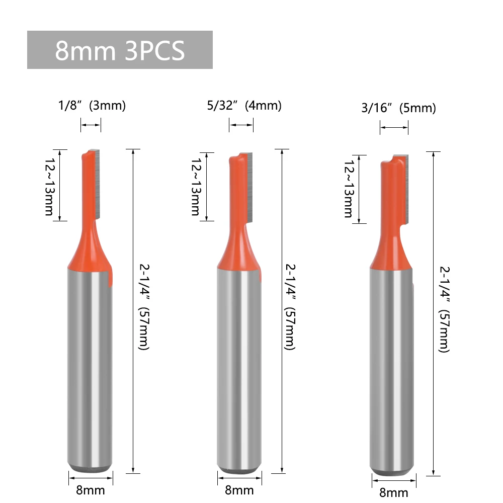 LAVIE 3 stücke 8mm Schaft Gerade Router Bit Einzelne Flöte Bit Holz Fräser Für Holz Werkzeug MC02083 – Detail 2