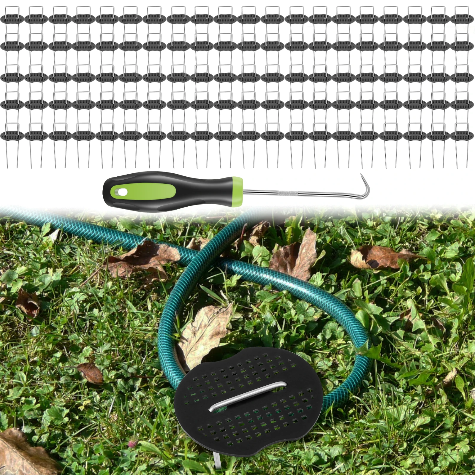 Garden Staples Plant Stakes 100Pcs U-Shaped Garden Stakes Staples Galvanized Steel Landscape Staples Mats Multipurpose Landscape Pins Turf Garden