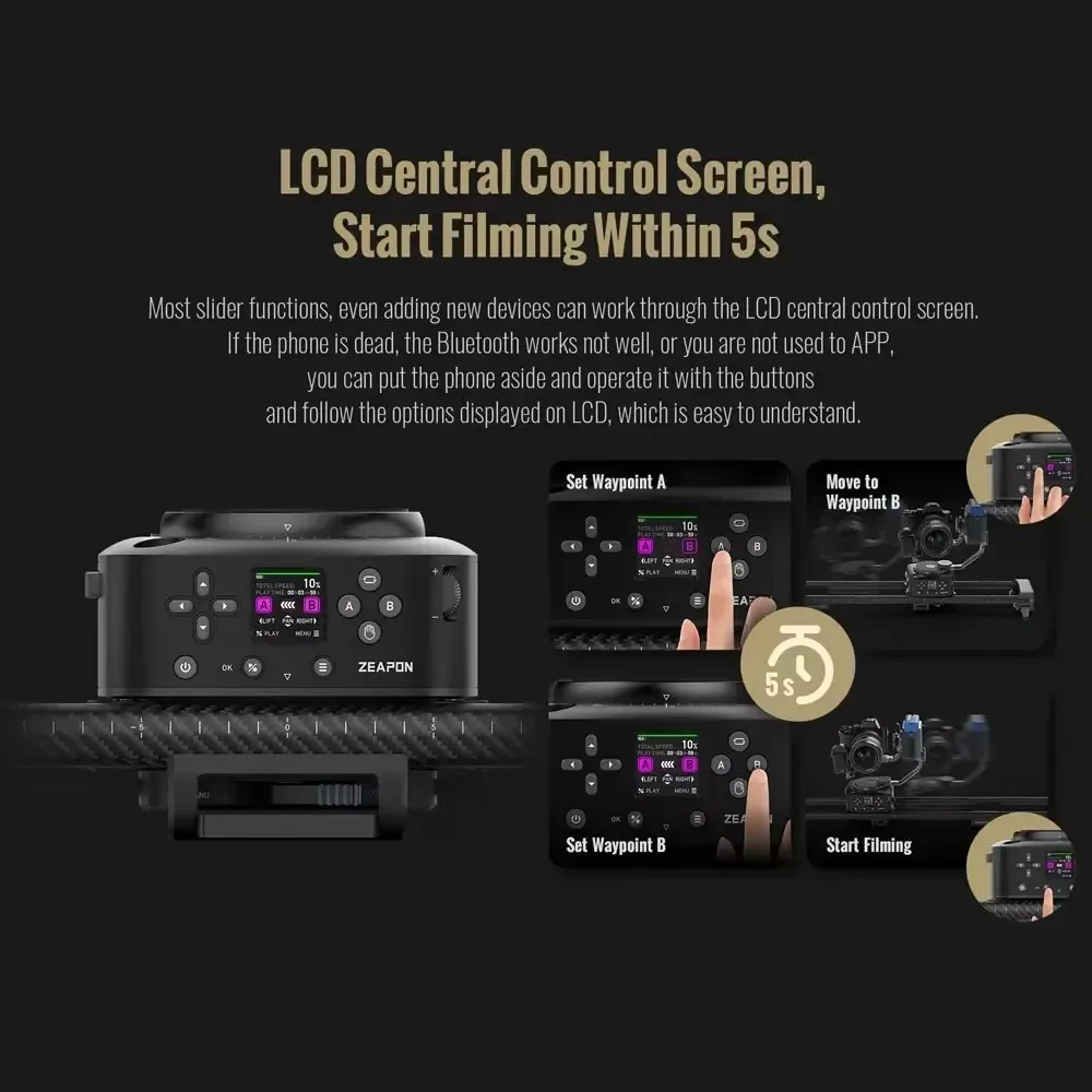 Zeapon AXIS Multi-axis Motorized 80CM 80Pro 100Pro 100cm 120cm 120Pro Camera Slider Carbon Fiber Electric Track 360 Photography