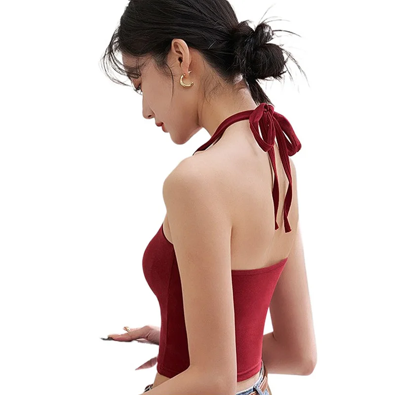 Für 40-60 kg Halter Spaghetti-trägern Ärmellose Leibchen Top Für Frauen Kurze Crop Tops Mit Brust Pad Schönheit zurück Unterwäsche – Detail 6