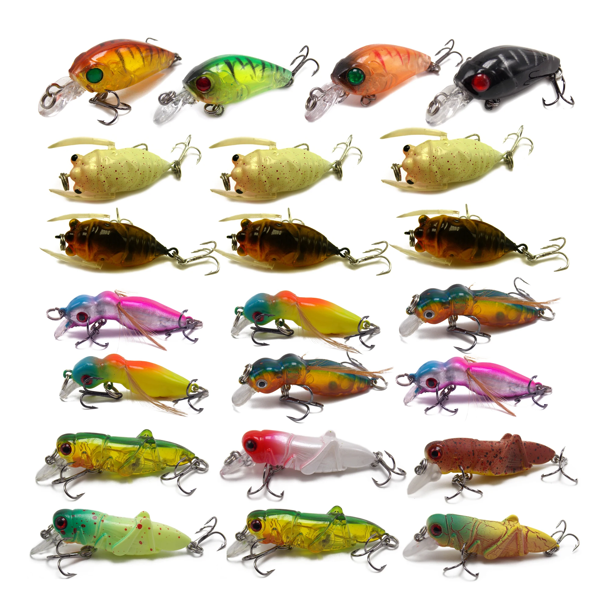 CATCHSIF 22pcs Hard Insects Topwater Minnow baits fishing lures