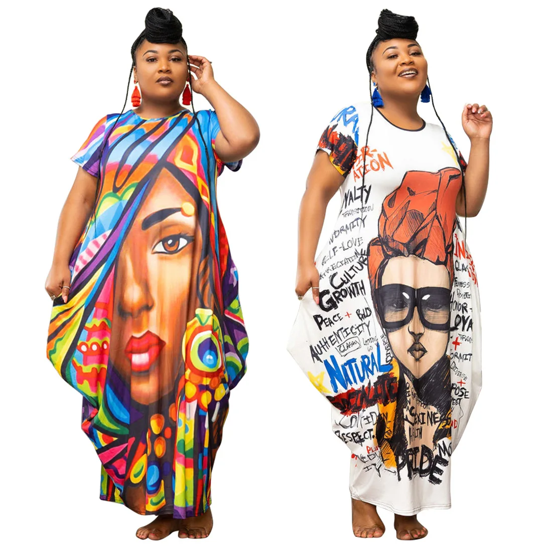 African Dresses For Women Dashiki Africa Clothes 2022 Summer New Printed Pocket Loose Dress Boubou Robe Africaine Femme Clothing
