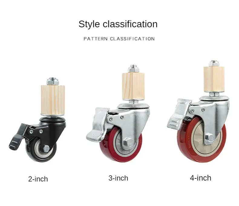 Description Picture 3 of item(4 Packs)3 Inch Caster 30mm Square Tube Stainless Steel Furniture Leg Iron With Brake Universal Wheel