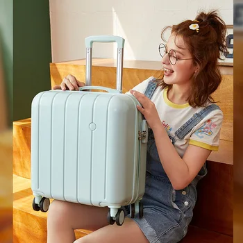 범용 휠 트롤리 여행 가방, 기내 휴대 미니 암호 케이스, 탑승 캐빈 롤링 러기지 백, 18 인치