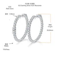 WUIHA 925 Sterling Silver Real GRA Moissanite Diamonds Wedding Engagement 30 MM Hoops Earrings Anniversary Gift Fine Jewelry 2
