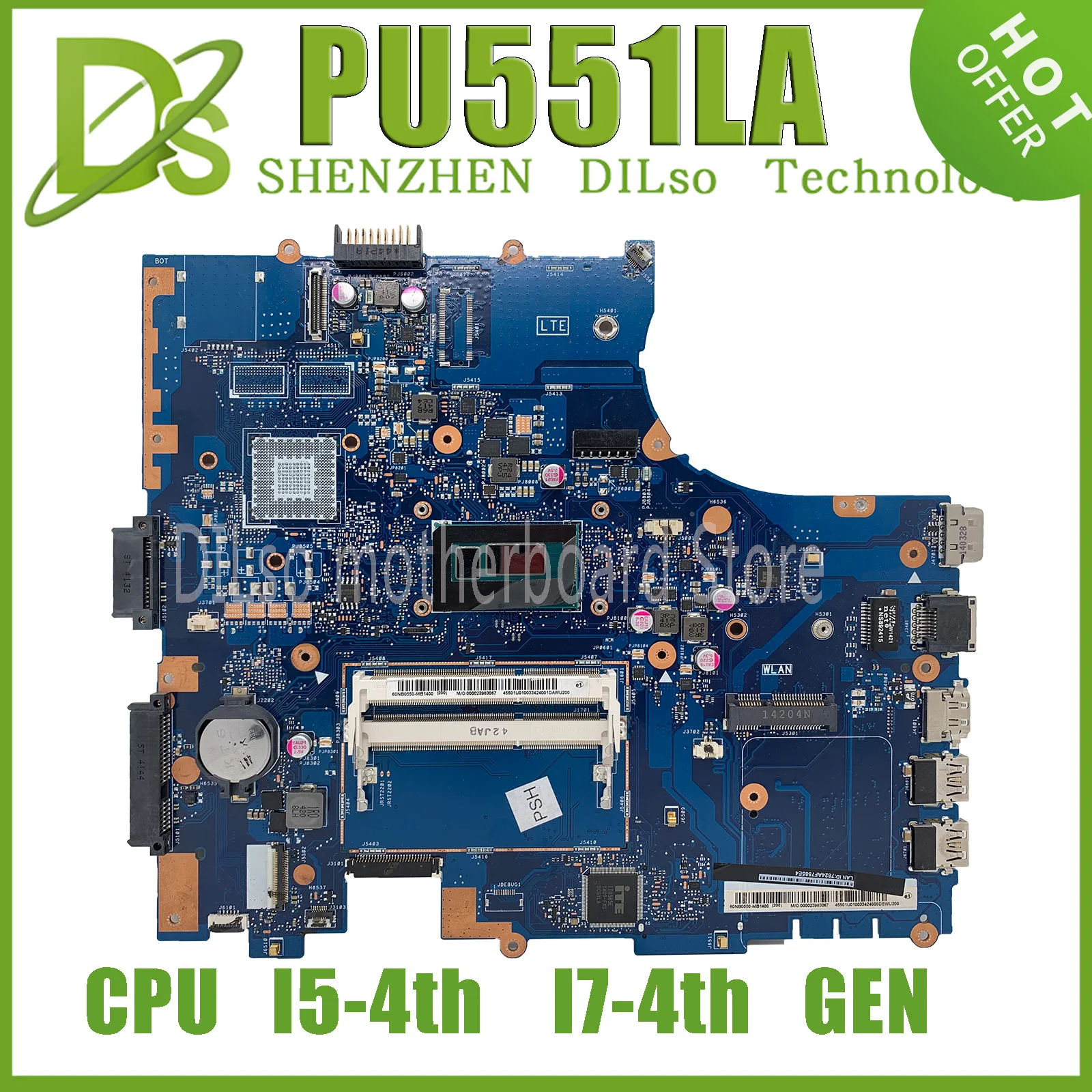 

KEFU PU551LD Notebook Mainboard For ASUS PRO551L PU551LD PU551LA PU551L PU551 Laptop Motherboard I5 I7-4th Gen 100% Tested Work