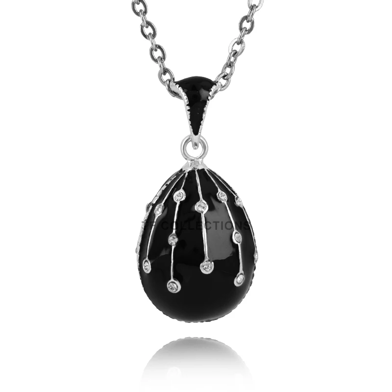 YAFFIL Lucky Meteor Easter Egg Pendant Necklace Enamel handmade Charm rhinestone Gift for Wife, Family 5