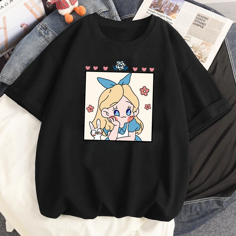 

T-shirt Short Sleeve Kawaii Cartoon Girls Japanese Graphic Clothes Y2k Streetwear Korean Fashion Aesthetic Clothing Women Blouse